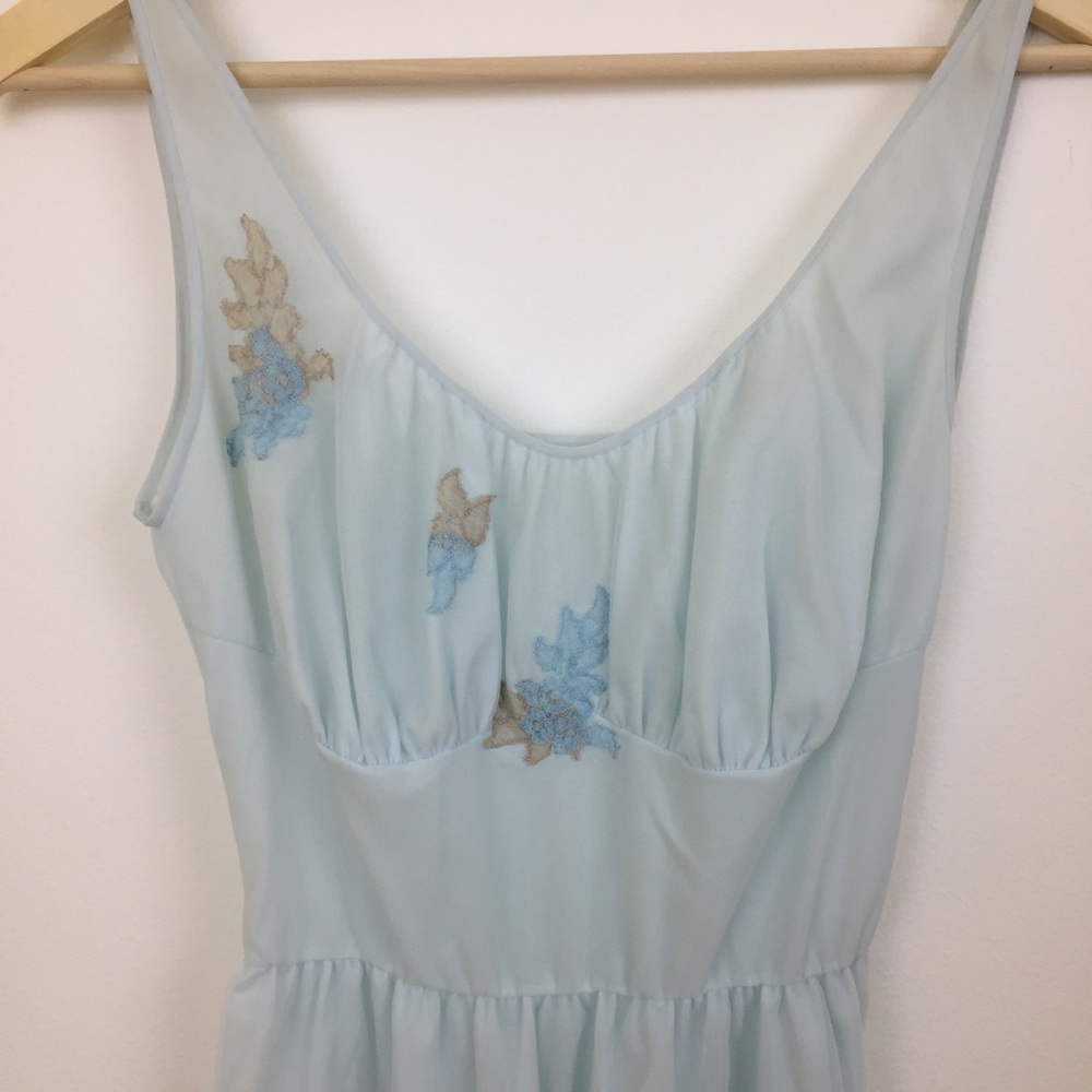 Vintage lingerie slip dress nightgown blue Nylon